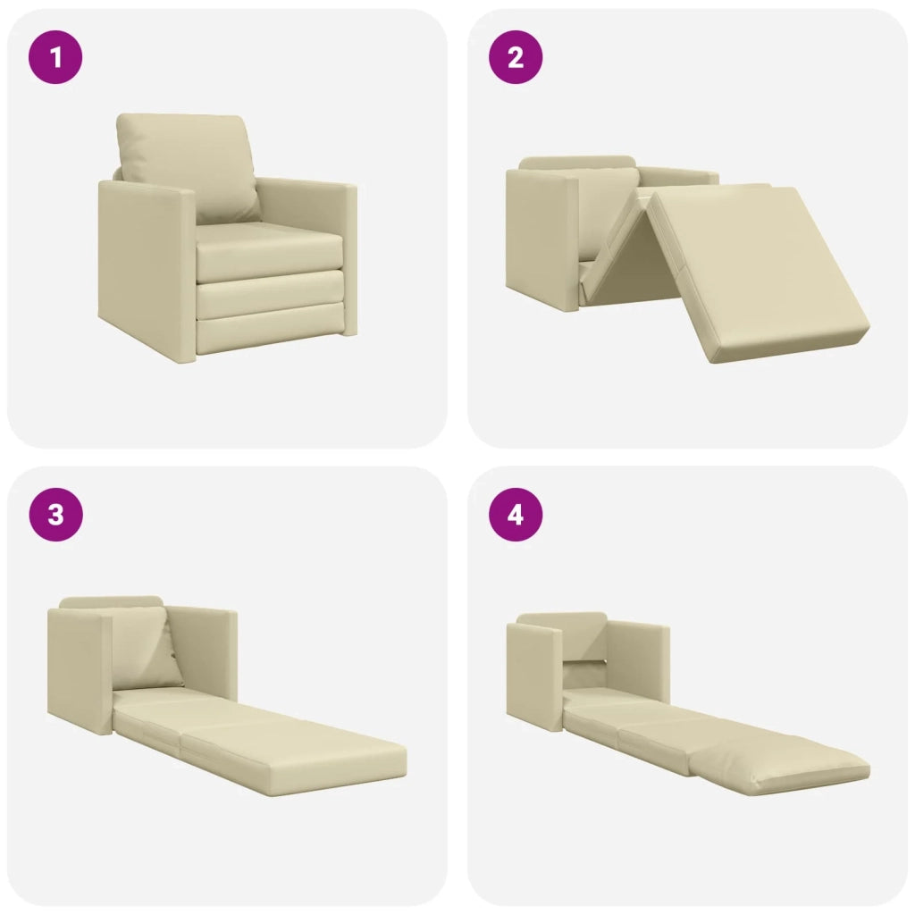 Divano letto 60cm Crema Pelle Artificiale 4106631