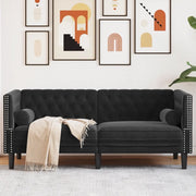 vidaXL Divano Chesterfield con Rinforzi 2 Posti Nero in Velluto