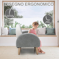 Divano Sedia per Bambini con Tessuto Morbido, Sedia Imbottita con Schiuma ad Alta Elasticità Gambe in Legno Massiccio, Adatta per Asilo Sala, Giochi Camera (grigio)