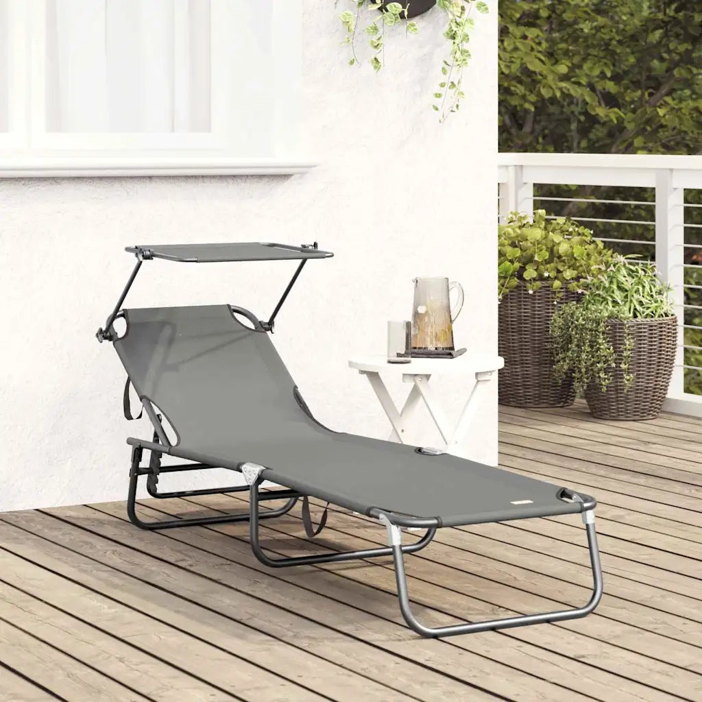 Lettino prendisole pieghevole Grigio 190 x 57 x 81 cm Oxford 42003131