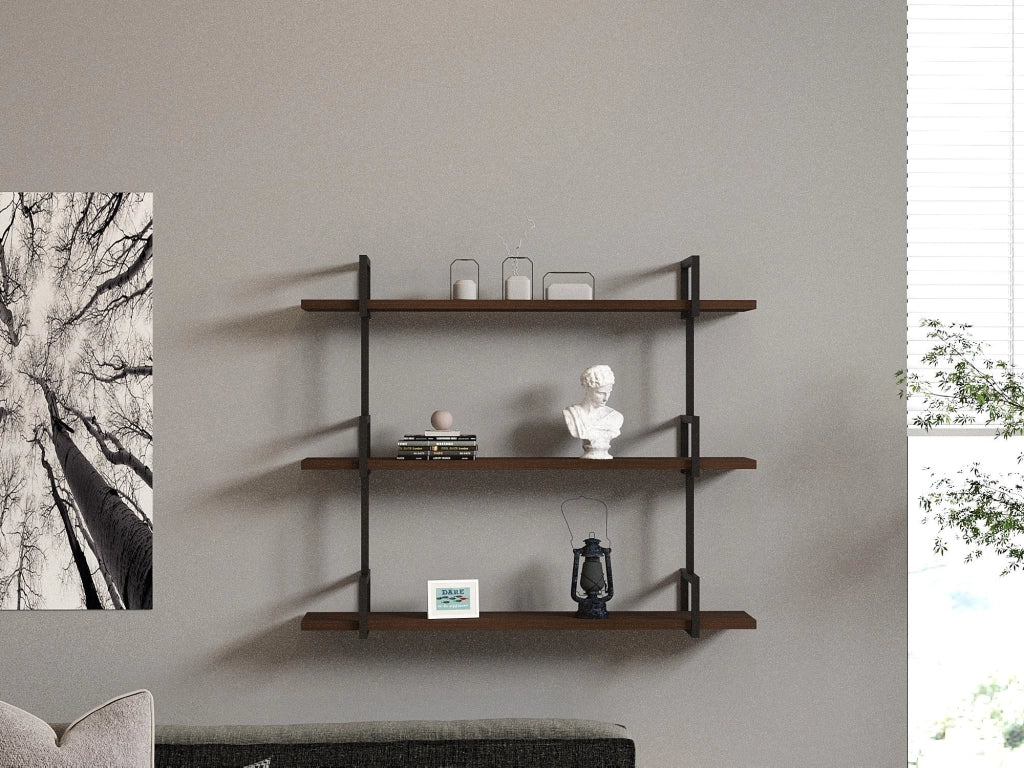 Mensola da parete in legno "Uras" - 87 x 22 x 76 cm - Noce
