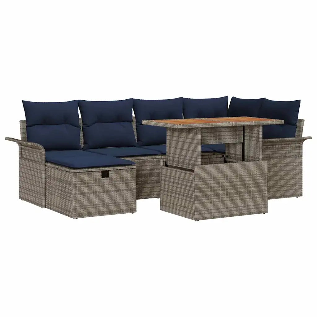 Set Divano da Giardino 7 pcs Grigio polyrattan 3361248