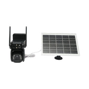 Telecamera di sorveglianza con lente doppia 6 MP, 4G, WIFI 2.4 GHz, pannello solare, batteria da 9.000 mAh, controllo PTZ, sensore di movimento, rilevamento umano PIR, visione notturna e applicazione Ubox