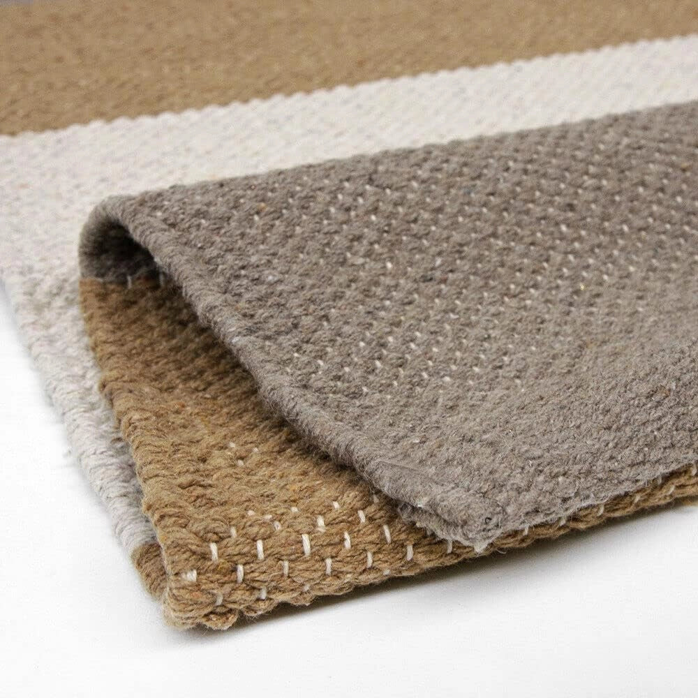 Tappeto Cucina Bagno Puro Cotone Assorbente Intrecciato a Mano Beige 55x240 cm