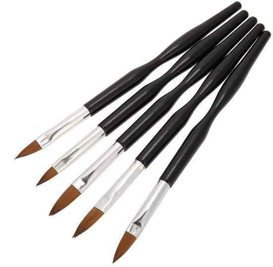Set di borsette per unghie 5 pezzi - Dettagli fini - Portatile - Per unghie naturali/artificiali - Facile da utilizzare - Pennelli per nail art