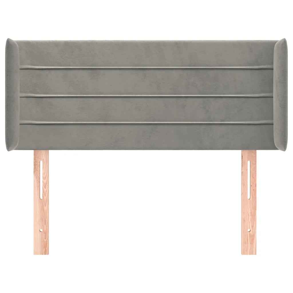 Testiera | Testata ad Orecchio Grigio Chiaro 93x16x78/88 cm in Velluto
