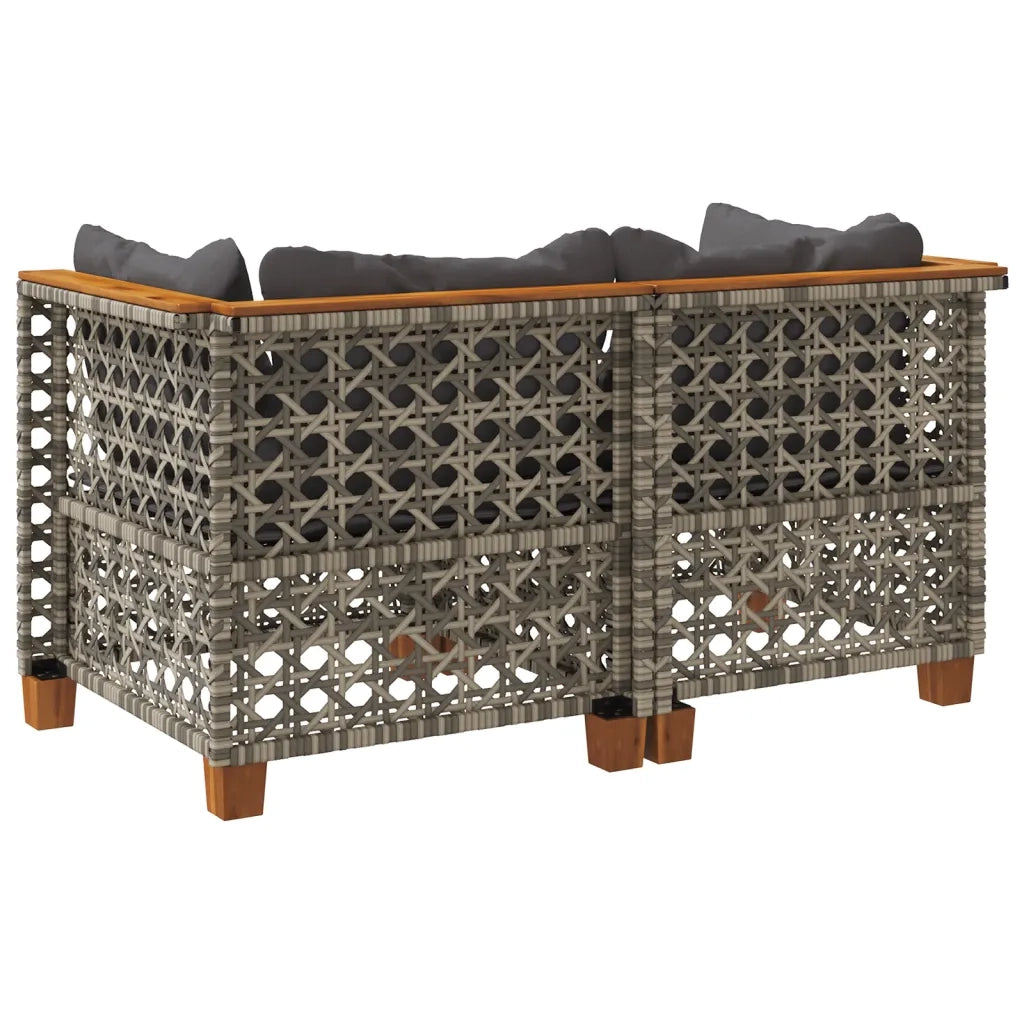 Divani Angolari da Giardino con Cuscini 2pz Polyrattan Grigio 365936