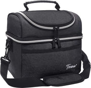Tirrinia Opvouwbar 10L (14 Blikjes), Doppia Faccia Tasca Isolata per Picnic, Mini Tasca Termica Acqua-Resistente per Lavoro, Costruzione, Auto, Spiaggia, Picnic, Nero