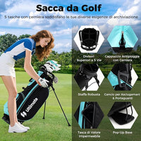Set Completo di Mazze da Golf con Sacca a Treppiede, Include con Driver 1 da 460CC, Legno 3, Ibrido, Ferri 5, 6, 7, 8, 9, P, S, Putter e Copertura Antipioggia per Destrimani