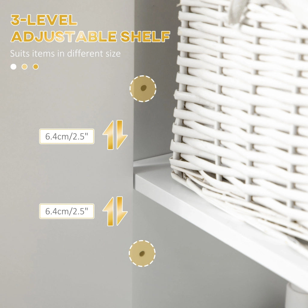 Mobile Colonna Bagno 30x30x170,7 cm in MDF e Acciaio Bianco e Oro
