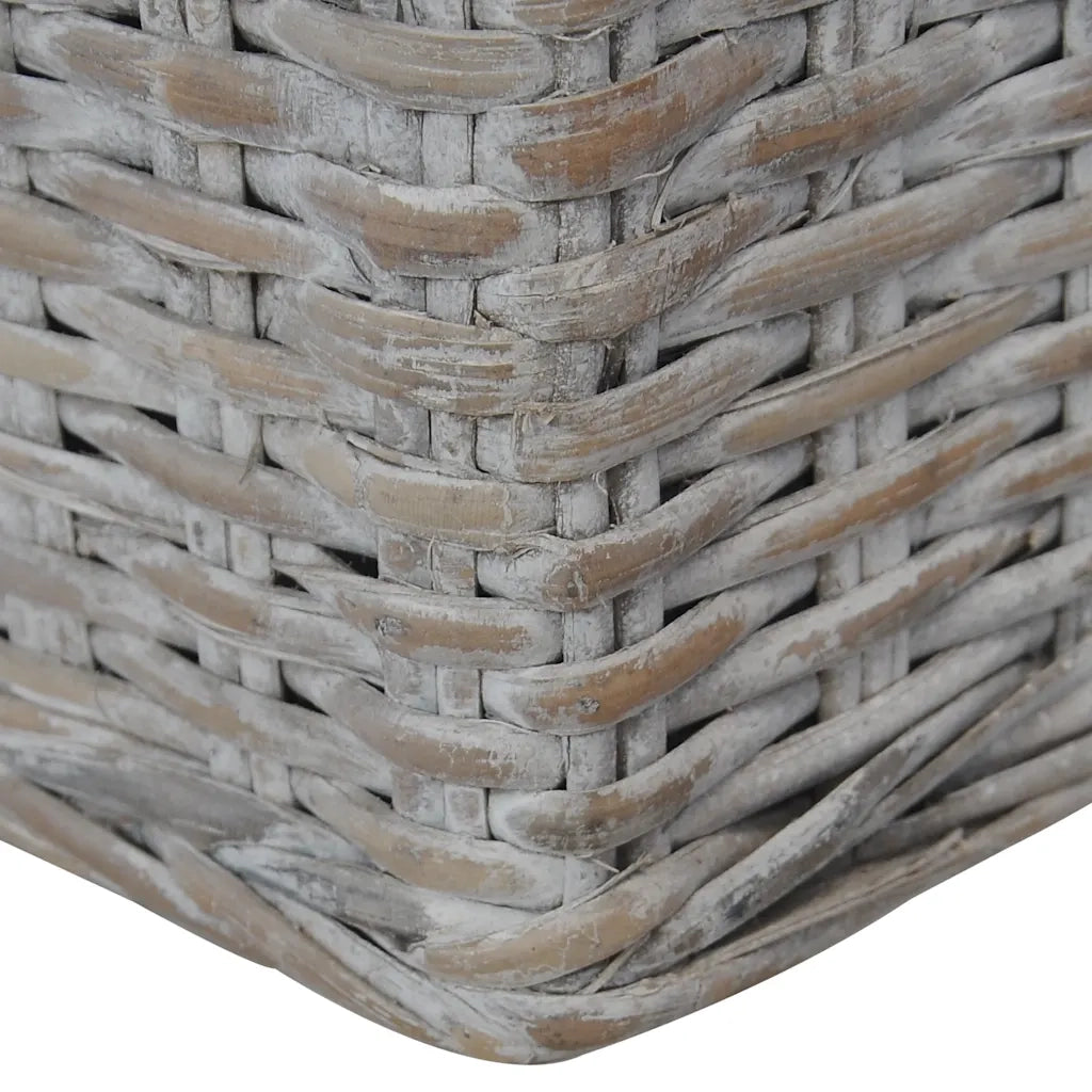Divano a 2 Posti con Cuscini Grigio in Rattan Naturale cod mxl 19143