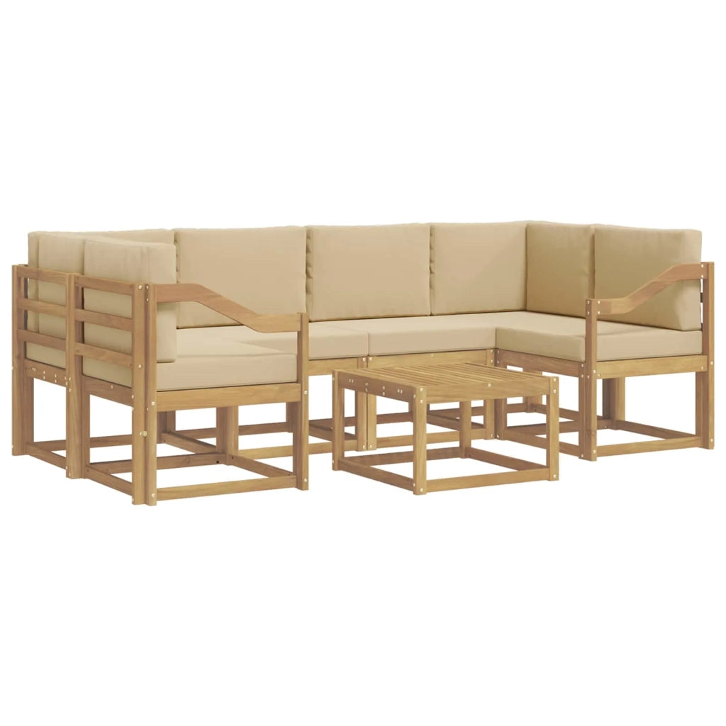 Set di divani da esterno con cuscino 7 pcs Bianco e Beige