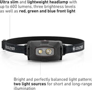 Lampada da testa ricaricabile 600 lumen - Avventura con illuminazione RGB - Outdoor, impermeabile IP68 lampada da testa LED ricaricabile