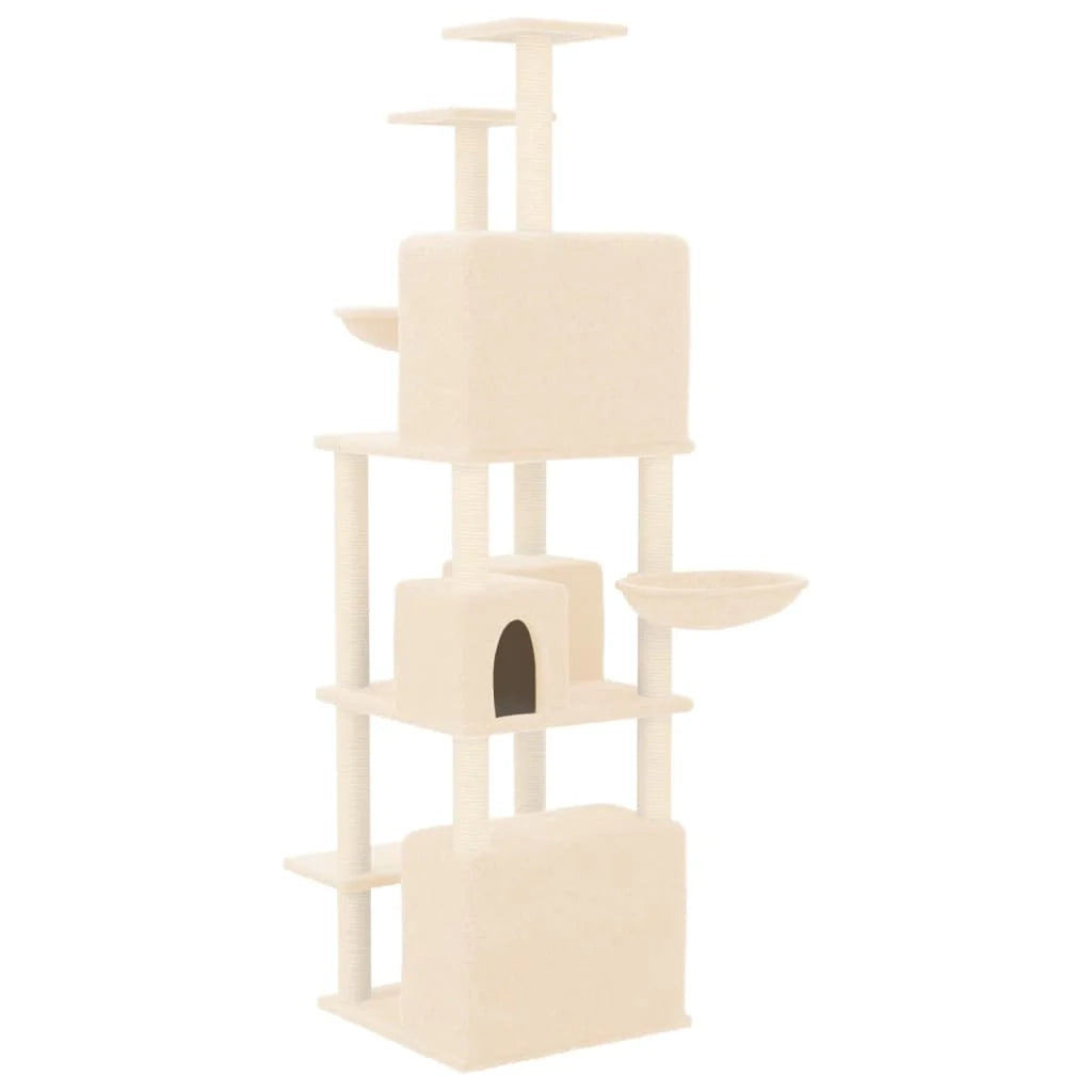 Tiragraffi per gatti Mobili per arrampicata su torre Tiragraffi piattaforma da arrampicata con tiragraffi in sisal 180 cm crema 02_0022503