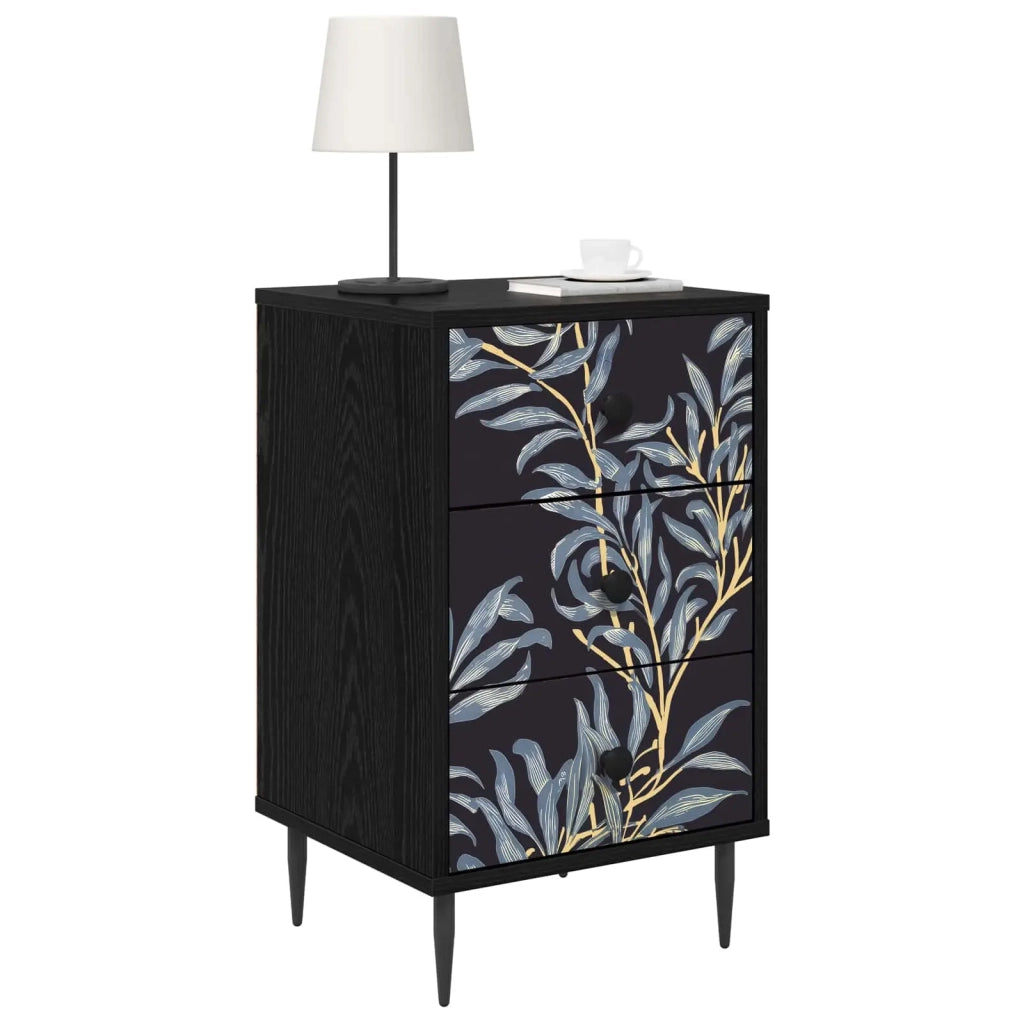 Armadio da Notte DOKKUM 2 pz Rovere Nero 36 x 33 x 61 cm 8007326