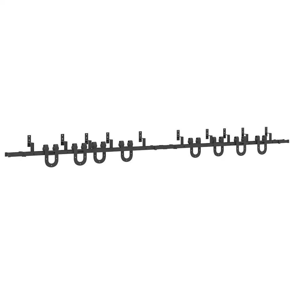 Kit di Binari per Porte Scorrevoli 400 cm Acciaio Nero 3295754
