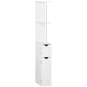 EasyComfort Colonna Bagno con 2 Ripiani e 2 Armadietti, Mobile Alto Salvaspazio 15.2x29.8x118 cm, Bianco