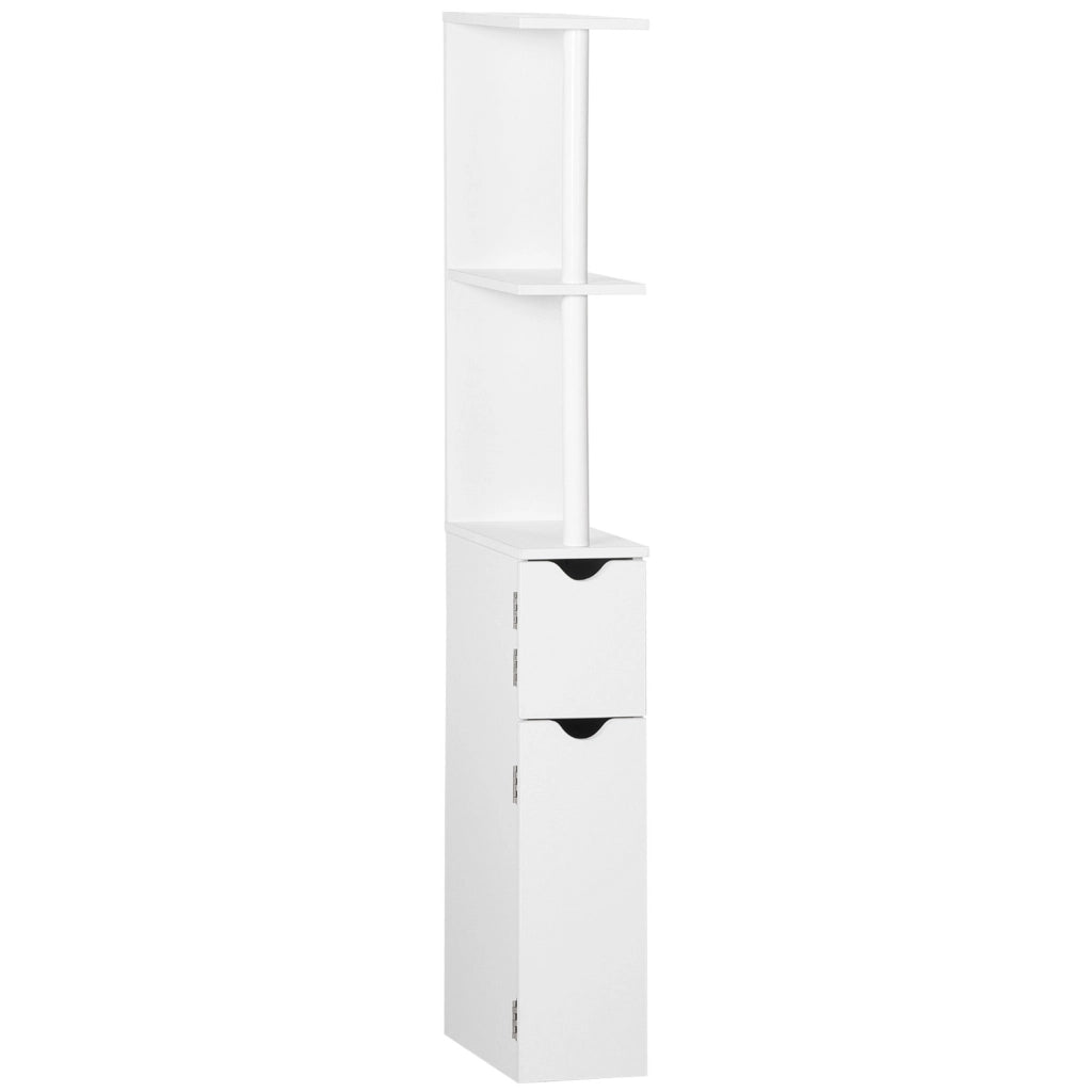 EasyComfort Colonna Bagno con 2 Ripiani e 2 Armadietti, Mobile Alto Salvaspazio 15.2x29.8x118 cm, Bianco