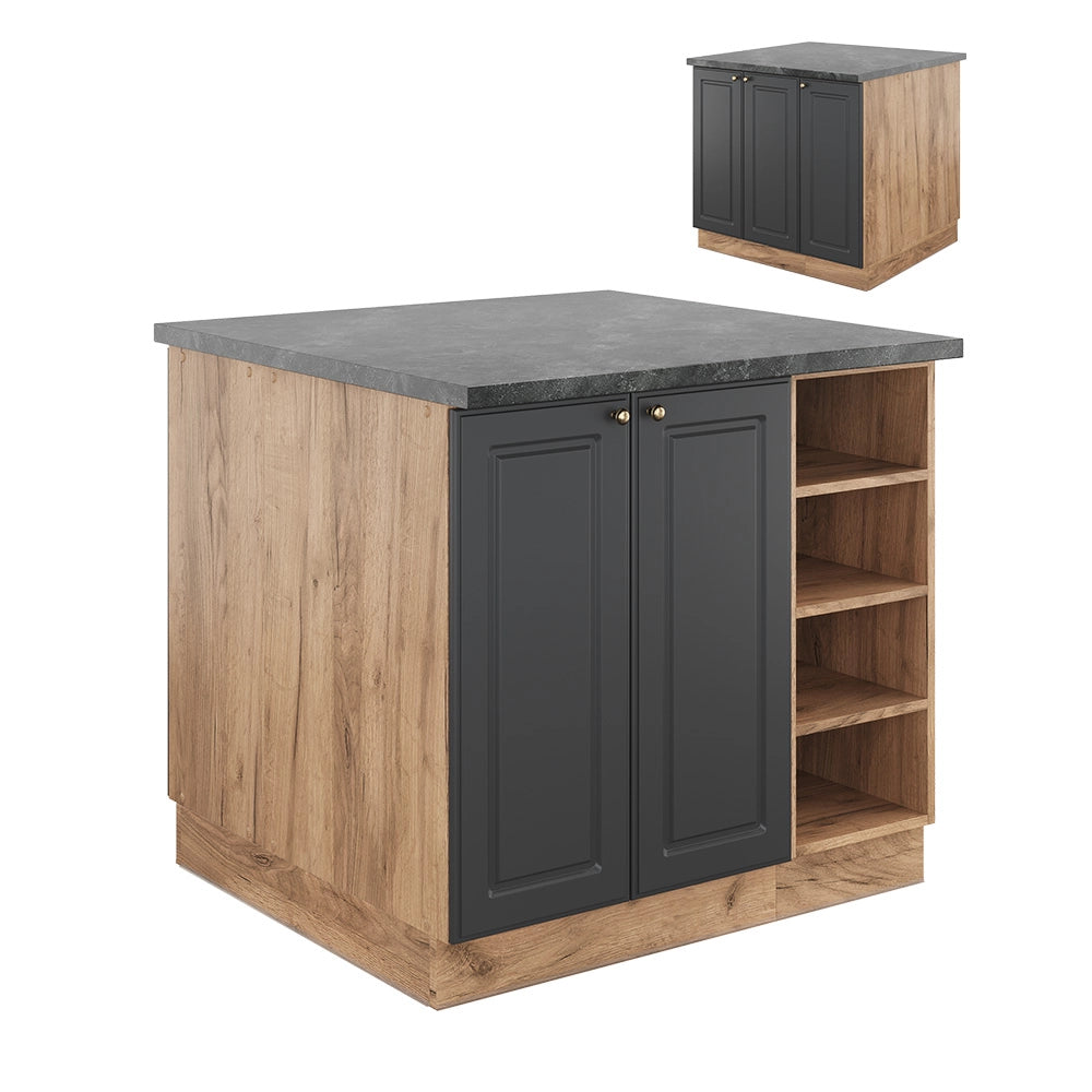 Isola cucina Fame-Line Antracite-oro/Rovere dorato 90 cm senza piano di lavoro Vicco