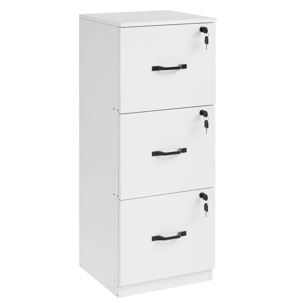 Mobiletto per ufficio a 3 cassetti unità di archiviazione documenti supporto per stampante 3 cassetti con serratura barra appendiabiti regolabile per cartelle A4 12_0004803