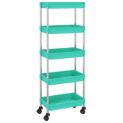 Carrello da Cucina 5 Ripiani Turchese 42x29x128 cm Ferro e ABS CFW5123652