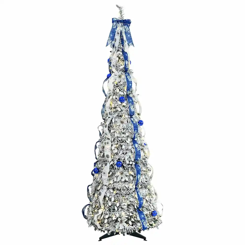 Albero di Natale | Decorazioni natalizie artificiale con 150 LED Bianco 180 cm PVC