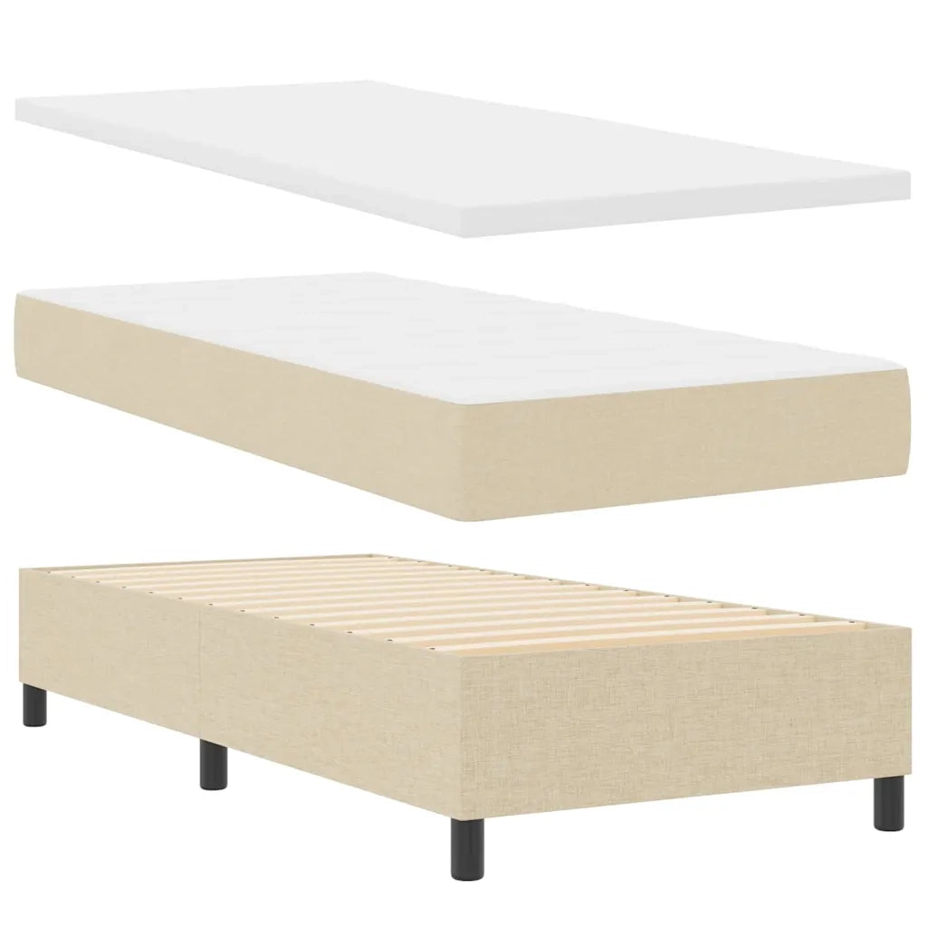Letto a molle con materasso Crema 90 x 190 cm Tessuto