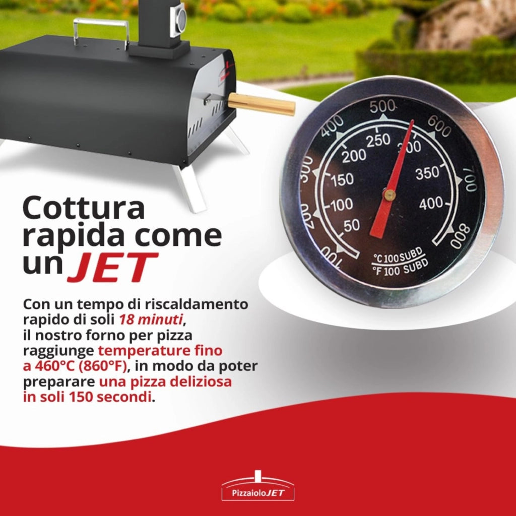 PizzaioloJet Forno per Pizza a Pellet - Compatto e Portatile, Barbecue Pizza con Pietra refrattaria