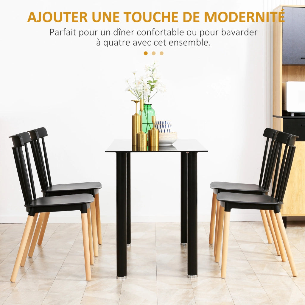 Set 4 Sedie Scandinave con Schienale Alto ¨C Xylo ¨C Polipropilene e Legno di Hevea Nero