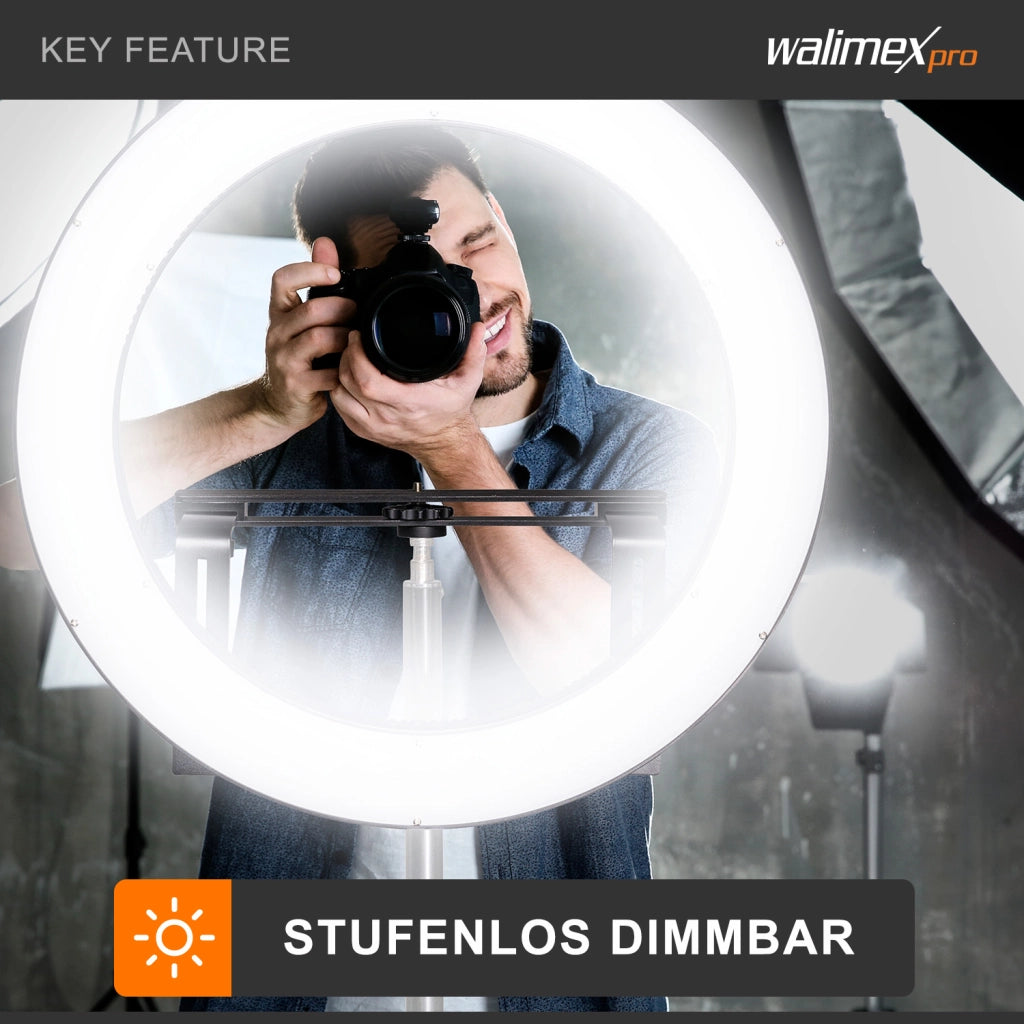 Ring light a LED 500 Bi-Color dimmerabile, Luce ad anello da 32W per foto e video con settori commutabili e accessori