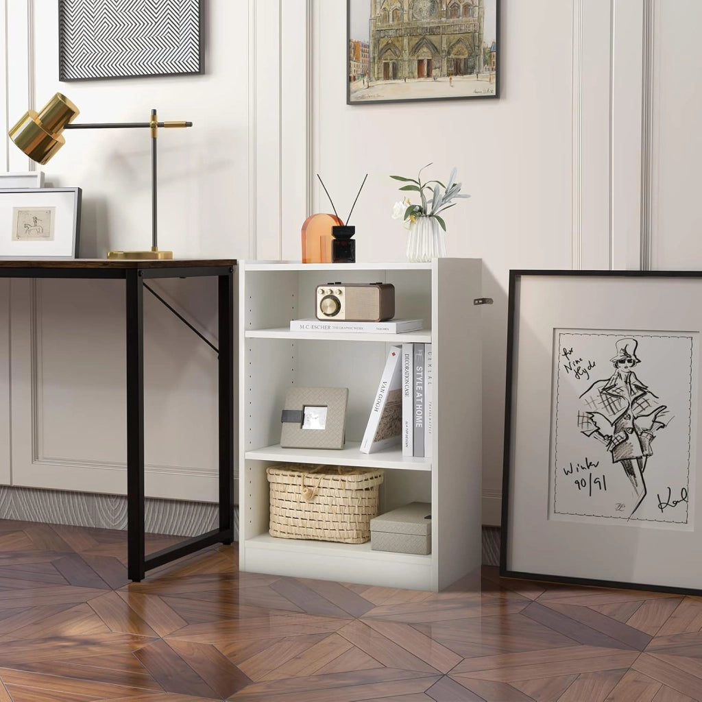 Libreria a 3 Piani, Scaffale Multifunzionale con Ripiani Regolabili e Dispositivo Antiribaltamento, per Soggiorno, Camera da Letto, Studio, 50 x 30 x 75 cm (Bianco)