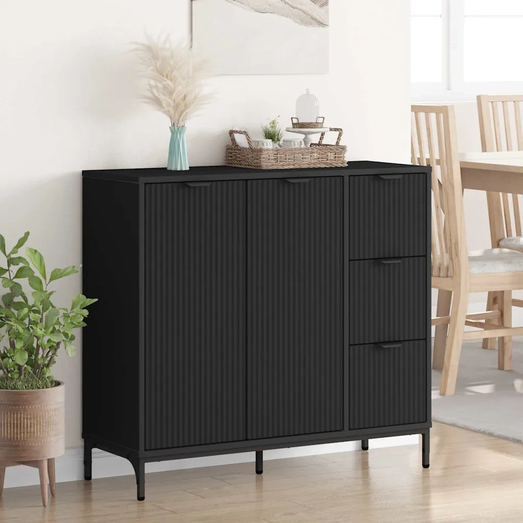 Credenza con cassetto Nero 89,5 x 33 x 82 cm Legno multistrato 883455