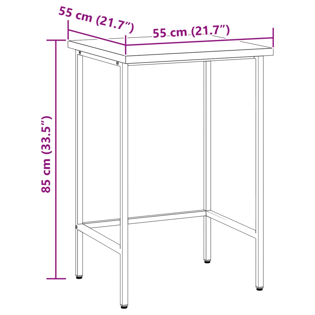 Tavolo da Lavoro Grigio 55x55x85 cm Acciaio e Legno ingegnerizzato