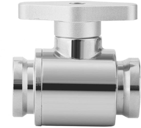 Valvola d'acqua per raffreddamento PC, maniglia di controllo, codice G1-4, per raffreddamento di computer, valvola di chiusura interno con cavo di acciaio, maniglia in acciaio zavorrato nero e argento.