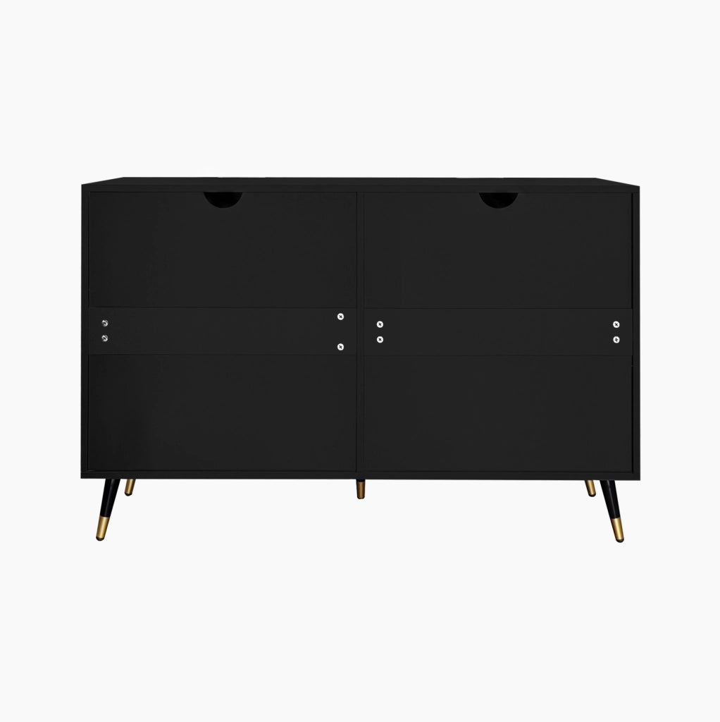 Credenza 120x40x77 cm con 6 cassetti in truciolare nero