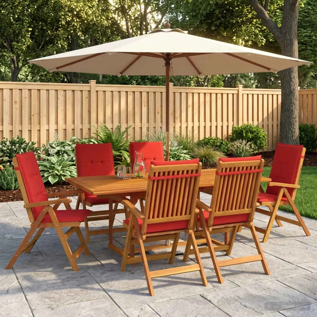 Set da pranzo da giardino 7 pezzi Naturale 3434504