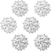 6 pezzi di fermagli strass con fiori di cristallo per giacche - fermagli da cucito in argento con strass moda fermagli di cristallo per fermagli di lega per ricamo per matrimoni e feste