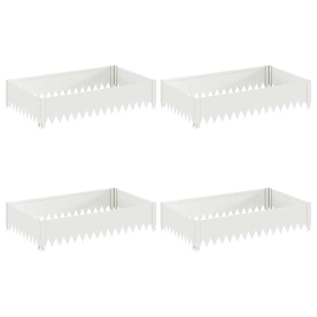Bordura per Prato 4 pz 100 x 60 x 20 cm Acciaio Bianco 8008934