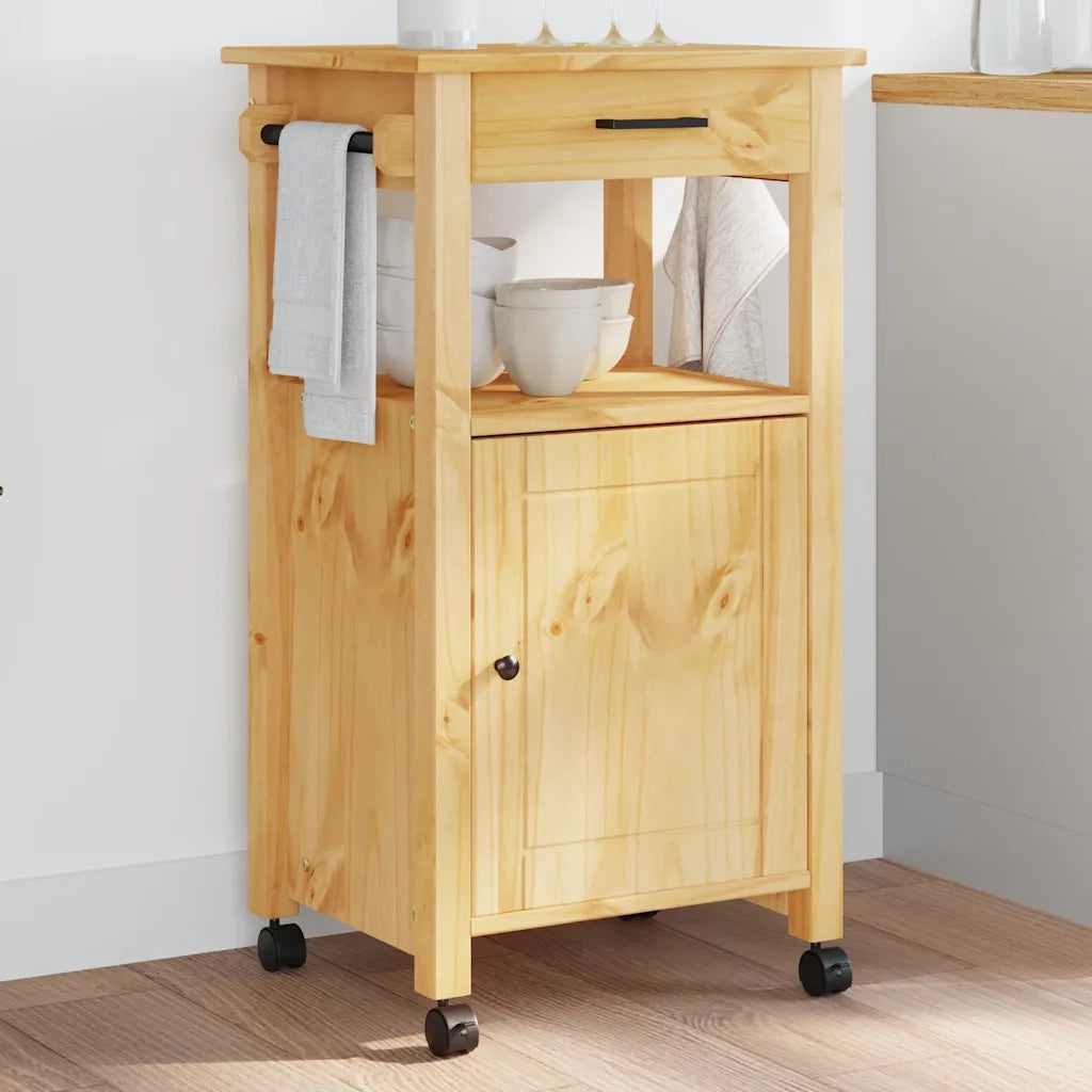 Carrello da Cucina-Scaffale per Cucina MONZA 48x40x88,5 cm in Legno Massello di Pino 445063