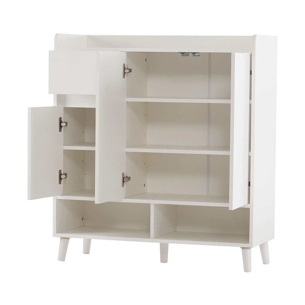 Comodino/Buffet con ripiani regolabili - Xylo - H99xL90xP35 cm - Rangement minimalista con piedi in legno massello