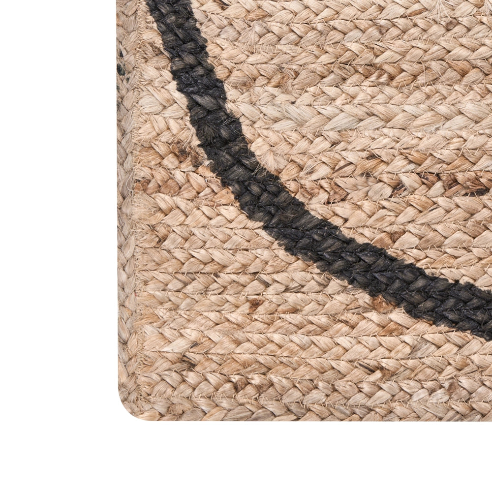 Tappeto in juta beige 160 x 230 cm con motivi decorativi rettangolare tessuto stile rustico per soggiorno e camera da letto