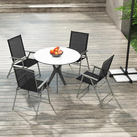Set di 2/4 Sedie Pieghevoli da Giardino in Textilene, Sedie da Esterno con Schienale Alto, Poltrona Portatile per Giardino Campeggio Patio, Portata 150 kg (4, Nero, 62 x 58 x 96 cm)