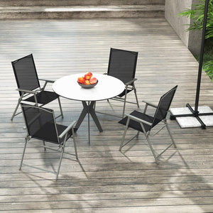 Set di 2/4 Sedie Pieghevoli da Giardino in Textilene, Sedie da Esterno con Schienale Alto, Poltrona Portatile per Giardino Campeggio Patio, Portata 150 kg (2, Nero, 62 x 58 x 96 cm)