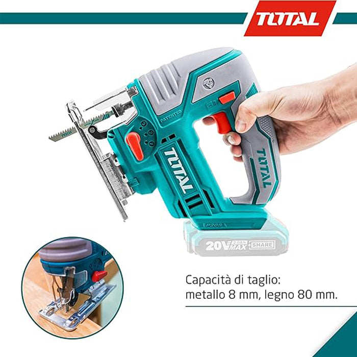 SEGHETTO ALTERNATIVO A BATTERIA TAGLIO 80mm LEGNO ACCIAIO TOTAL TOTTJSLI8501