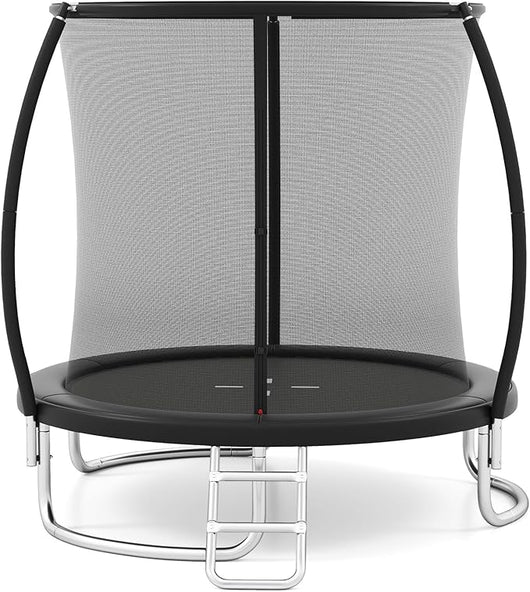 Trampolino Elastico per Bambini e Adulti 244 cm/305 cm/366 cm, Tappeto Elastico da Esterno con Rete di Sicurezza, Scala e Telaio in Acciaio Zincato Antiruggine