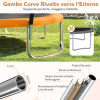 Trampolino Elastico per Bambini e Adulti 244 cm/305 cm/366 cm, Tappeto Elastico da Esterno con Rete di Sicurezza, Scala e Telaio in Acciaio Zincato Antiruggine