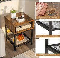 Scaffale per Cucina in Acciao Legno a Ripiani Carrello per Microonde Scaffalature Fioriera Salvaspazio, per Cucina e Soggiorno, Vintage (2 Ripiani + Cassetto)