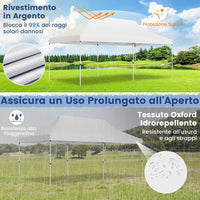 Gazebo Pieghevole da Giardino 3 x 6m, Gazebo Pop-up con Borsa da Trasporto, Regolabile in Altezza, per Feste, Barbecue, Giardino e Spiaggia (Bianco)