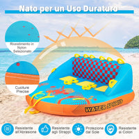 Tube Trainabile per Barche 3 Posti, Trainabili Sportivi per Acqua, Divano Trainabile con Copertura, Punti di Traino Anteriore e Posteriore, Tube Gonfiabile per Trainare Gente sull'Acqua