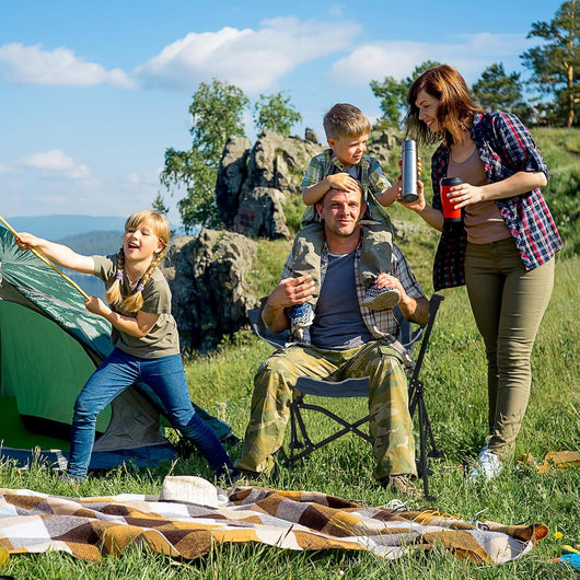 Sedia Amaca da Campeggio, Poltrona Grande con Schienale Regolabile, Poggiatesta, Seduta Imbottita, Portabicchieri, Borsa da Trasporto, Sedia Pieghevole da Esterno, Prato, Picnic, Pesca (Blu)